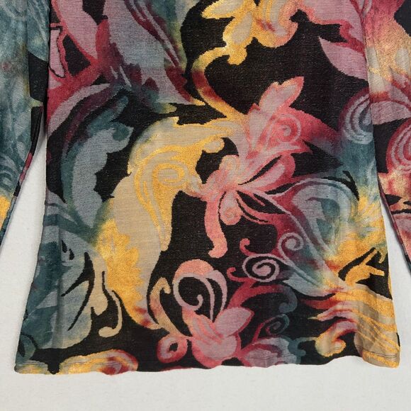 Ali Miles Tunic Sweater Womens XS Red Blue yellow Floral Abstract Art Eclectic - Picture 8 of 13